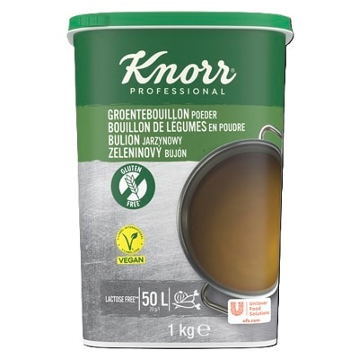 Mnohostranne využiteľný zeleninový bujón s chuťou a vôňou po použitých surovinách. Bujón obsahuje mrkvu, cibuľu, pórik a z korenia napríklad kurkumu a muškátový oriešok. Ideálny pre dochutenie zeleninových zmesí. Vhodný tak isto na ochutenie vlastných od základu uvarených vývarov.