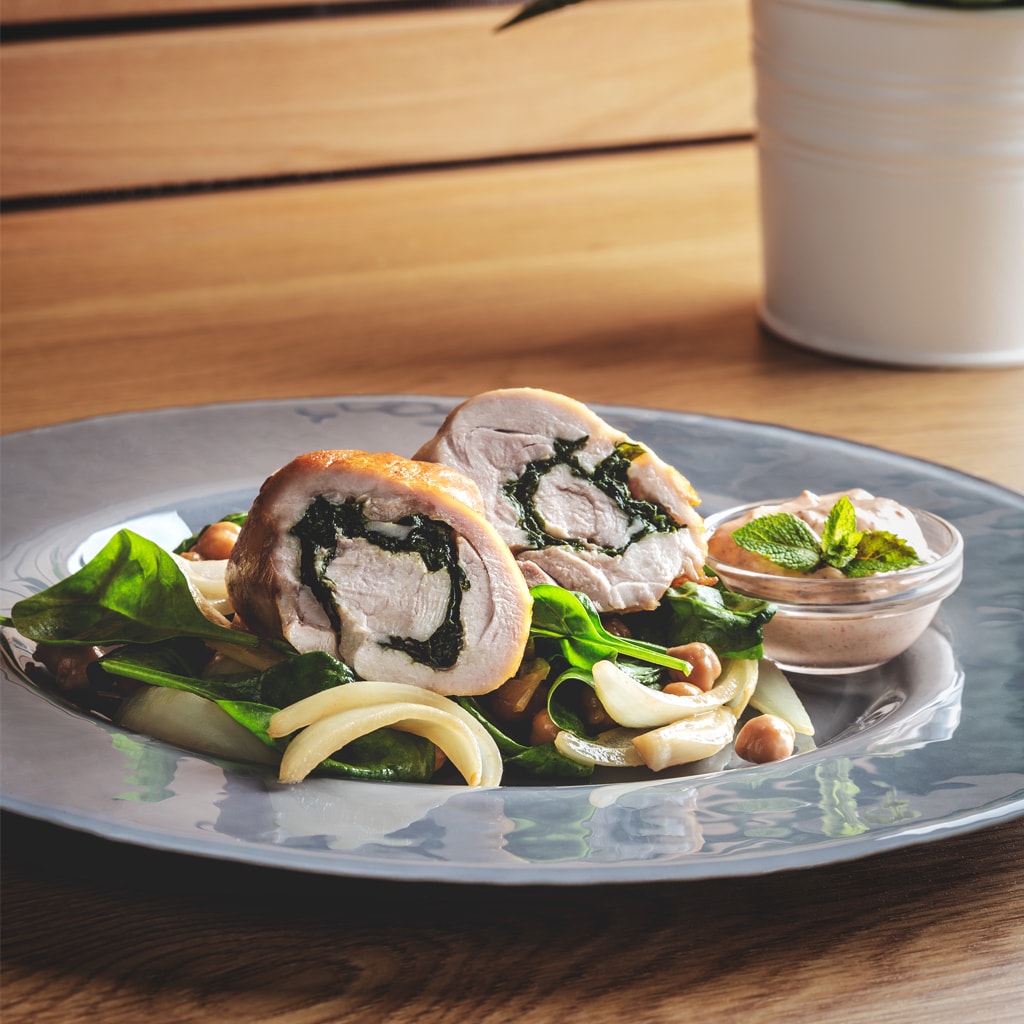 PEČENÉ KURČA S CÍCEROM A ŠPENÁTOM