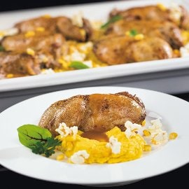 Konfitované stehno z kurčaťa s kukuričným pyré | Recept