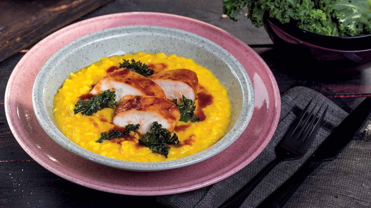 Rizoto alla milanese s BBQ kuraťom – - Recept
