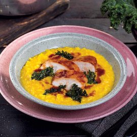 Rizoto alla milanese s BBQ kuraťom